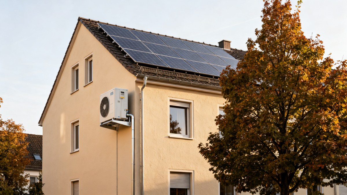 Energetisch saniertes Haus mit Wärmepumpe und PV-Anlage